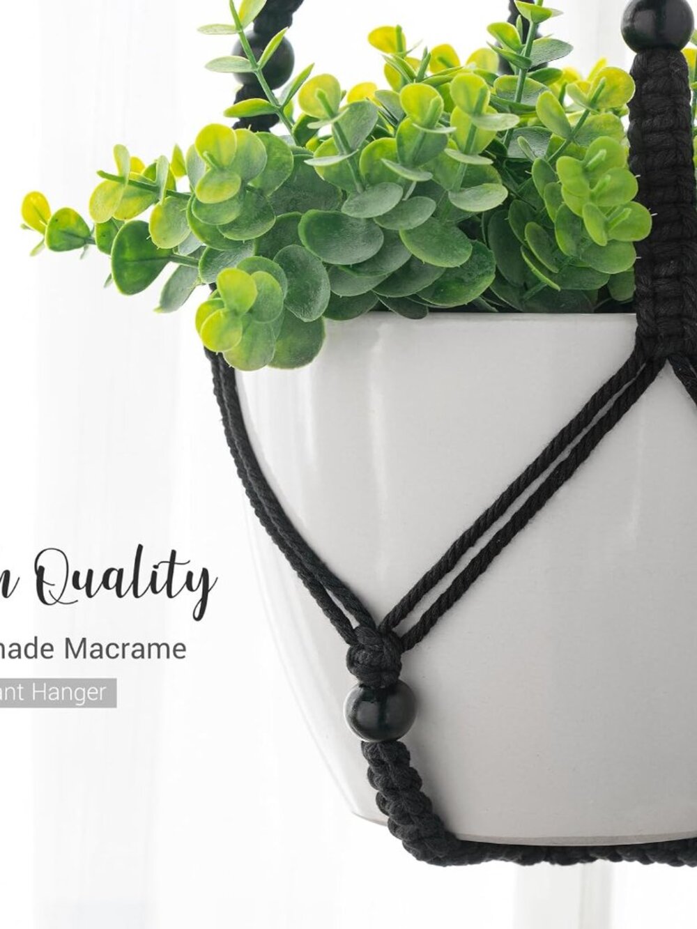 3 Pack Macrame Plant Hangers Hanging Planters for Indoor Plants Black - Picture 5 of 7